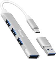 aizepa 4-in-1 usb type c hub adapter - usb 3.0 and usb 2.0 ports for macbook pro/air, google chromebook pixelbook, xps, samsung, flash drive and more usb type c devices - silver логотип