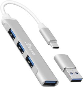 img 4 attached to Aizepa 4-in-1 USB Type C Hub Adapter - USB 3.0 and USB 2.0 Ports for MacBook Pro/Air, Google Chromebook Pixelbook, XPS, Samsung, Flash Drive and More USB Type C Devices - Silver