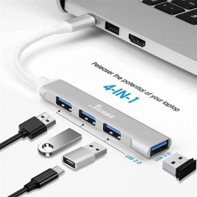 img 3 attached to Aizepa 4-in-1 USB Type C Hub Adapter - USB 3.0 and USB 2.0 Ports for MacBook Pro/Air, Google Chromebook Pixelbook, XPS, Samsung, Flash Drive and More USB Type C Devices - Silver