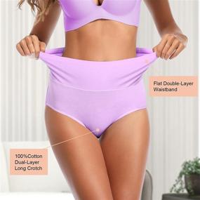 img 2 attached to 🩲 Comfortable and Stylish Women's Cotton High Waist Stretch Panties - Full Coverage, Soft and Comfy Briefs - Multi Pack