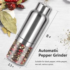 img 1 attached to 🧂 JXXM Electric Salt and Pepper Grinder Set - Gravity Food Mill for Spices and Seeds, Stainless Steel Automatic Battery Operated Shaker - Pack of 2