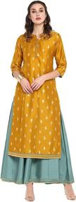 img 4 attached to Stunning Janasya Mustard Poly Silk Ethnic Dress for Indian Women