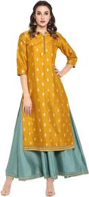 img 2 attached to Stunning Janasya Mustard Poly Silk Ethnic Dress for Indian Women