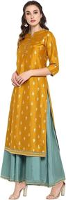 img 1 attached to Stunning Janasya Mustard Poly Silk Ethnic Dress for Indian Women