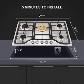 img 3 attached to 🔥 30 inch Stainless Steel Gas Cooktop Stove - 5 Burners, Built-in Gas Hob for LPG/NG Dual Fuel, Easy to Clean with Thermocouple Protection