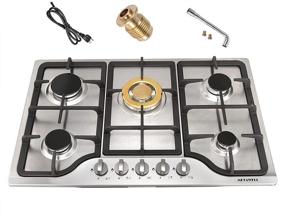 img 4 attached to 🔥 30 inch Stainless Steel Gas Cooktop Stove - 5 Burners, Built-in Gas Hob for LPG/NG Dual Fuel, Easy to Clean with Thermocouple Protection