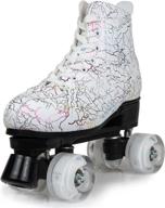 wmkjds women's outdoor high-top roller skates: trendy pu leather, four-wheel design, comes with bag logo