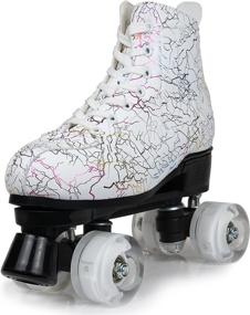 img 4 attached to WMKJDS Women's Outdoor High-Top Roller Skates: Trendy Pu Leather, Four-Wheel Design, Comes with Bag