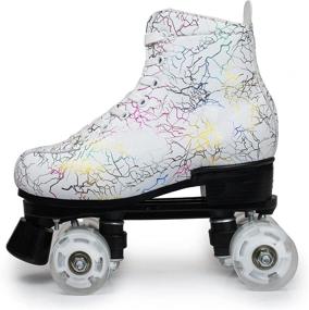 img 2 attached to WMKJDS Women's Outdoor High-Top Roller Skates: Trendy Pu Leather, Four-Wheel Design, Comes with Bag