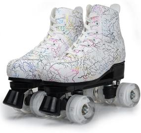 img 1 attached to WMKJDS Women's Outdoor High-Top Roller Skates: Trendy Pu Leather, Four-Wheel Design, Comes with Bag