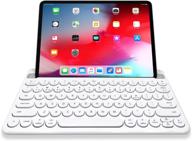 macally universal bluetooth keyboard for tablet and phone - (mac/pc/ios/android) - multi device compatible - rechargeable wireless keyboard with stand - 78 key bluetooth ipad keyboard - compact size in white logo