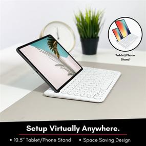 img 3 attached to Macally Universal Bluetooth Keyboard for Tablet and Phone - (Mac/PC/iOS/Android) - Multi Device Compatible - Rechargeable Wireless Keyboard with Stand - 78 Key Bluetooth iPad Keyboard - Compact Size in White