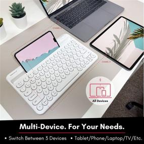 img 1 attached to Macally Universal Bluetooth Keyboard for Tablet and Phone - (Mac/PC/iOS/Android) - Multi Device Compatible - Rechargeable Wireless Keyboard with Stand - 78 Key Bluetooth iPad Keyboard - Compact Size in White