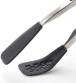 img 3 attached to OXO Good Grips Silicone Flexible Tongs 🔳 Stainless Steel, Black - Sleek and Versatile Kitchen Utensils