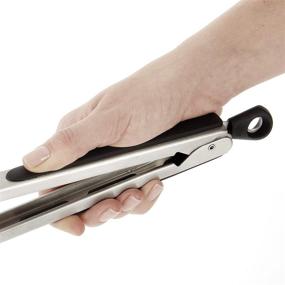 img 1 attached to OXO Good Grips Silicone Flexible Tongs 🔳 Stainless Steel, Black - Sleek and Versatile Kitchen Utensils