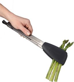 img 2 attached to OXO Good Grips Silicone Flexible Tongs 🔳 Stainless Steel, Black - Sleek and Versatile Kitchen Utensils