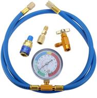 🌬️ aupoko r134a recharge hose kit with gauge: efficient ac refrigerant recharging with can tap and dispenser logo