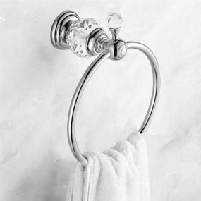 img 2 attached to Polished Chrome Brass Hand 💎 Towel Ring - Kabter Crystal Series