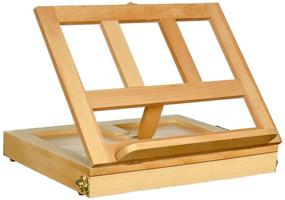 img 4 attached to Adjustable Beechwood Desk Box Easel with Drawer Storage - Portable Compact Table for Swedish Oil Rubbed Solid Wood - Ideal for Painting, Drawing, Sketching, Reading - Wooden Artist Book Stand, iPad Tablet Holder - Natural Finish