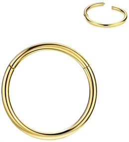img 4 attached to 👃 FANSING 316L Surgical Steel Hinged Nose Rings Hoop - Find Your Perfect Fit (20G-6G), Available in Gold, Rose Gold, Silver, Black, Blue, Rainbow
