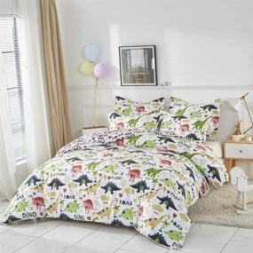 img 3 attached to 🦖 Joyreap Cute Dinosaur Printed Comforter Set for Kids Boys - Reversible Design, Soft Microfiber, All Season Bedding (Full/Queen, 90x90 inches)