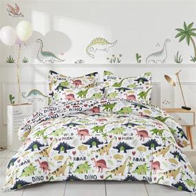 img 4 attached to 🦖 Joyreap Cute Dinosaur Printed Comforter Set for Kids Boys - Reversible Design, Soft Microfiber, All Season Bedding (Full/Queen, 90x90 inches)