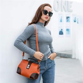 img 3 attached to 👜 Aplus Girl Vintage Doctor Bag Genuine Leather Women's Handbag - Orange Crossbody Satchel Purse with Top Handle, Shoulder Designer Handbags