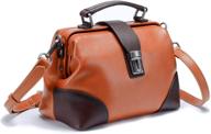 👜 aplus girl vintage doctor bag genuine leather women's handbag - orange crossbody satchel purse with top handle, shoulder designer handbags logo