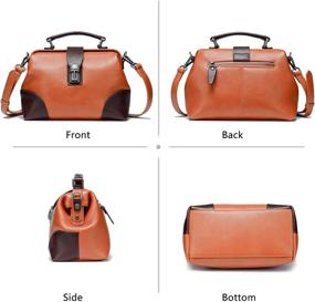 img 1 attached to 👜 Aplus Girl Vintage Doctor Bag Genuine Leather Women's Handbag - Orange Crossbody Satchel Purse with Top Handle, Shoulder Designer Handbags