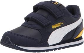img 4 attached to PUMA Unisex Toddler Sneakers: Carson 2 Metallic Mesh Hook and Loop - Black-Gold, Size 4