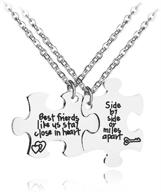 zj zhijia jewelry teen friendship necklace set - side by side or miles apart, 2 piece necklace set logo