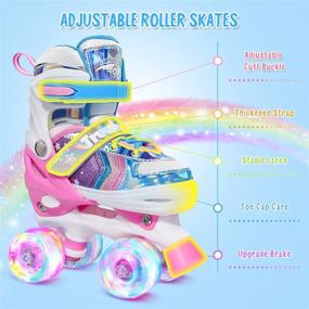 img 2 attached to 🌈 Girls Truwheelz Roller Skates with Light-Up Wheels, Rainbow Roller Skates for Kids, Adjustable Sizes for Toddlers and Children, Perfect for Outdoor and Indoor Use