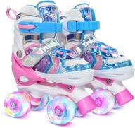 🌈 girls truwheelz roller skates with light-up wheels, rainbow roller skates for kids, adjustable sizes for toddlers and children, perfect for outdoor and indoor use logo