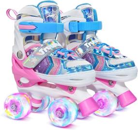 img 4 attached to 🌈 Girls Truwheelz Roller Skates with Light-Up Wheels, Rainbow Roller Skates for Kids, Adjustable Sizes for Toddlers and Children, Perfect for Outdoor and Indoor Use