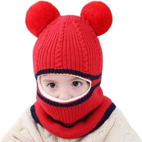 img 2 attached to 🧣 Warm and Cozy Winter Hats for Baby Boys and Girls - Knitted Scarf Earflap Beanie with Fleece Lining