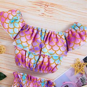 img 2 attached to 👶 Adorable Ruffled Mermaid Fish Scale Swimsuit for Infant Baby Girls - One Piece Swimwear Bathing Sunsuit Set with Headband