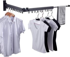 img 4 attached to 🧺 Bakala Wall Mounted Space-Saver: Retractable Fold Away Clothes Drying Rack, Easy to Install, Ideal for Balcony, Mudroom, Bedroom, Pool Area – Black