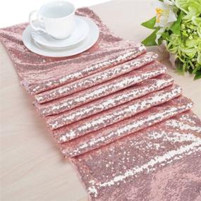 img 1 attached to 🎉 FECEDY 4-Pack Glitter Rose Gold Sequin Table Runner - 12 x 108 inch for Birthday, Wedding, Engagement, Bridal Shower, Baby Shower, Bachelorette, Holiday Celebration Party Decorations