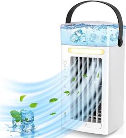 img 4 attached to OOWOLF Portable USB Mini Evaporative Air Cooler with 7 Colors LED Lights – 🌬️ Personal Table Fan for Home, Room, and Office - 3 Speeds, 2 Air Circulation Options