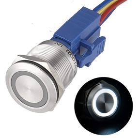 img 4 attached to 🔘 APIELE 22mm Momentary Push Button Switch 12V Angel Eye LED Waterproof Stainless Steel Round Metal Self-Reset 7/8" - Durable and Illuminated Switch for Various Applications