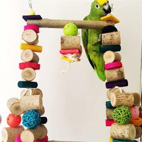 img 4 attached to Enhance Your Bird's Playtime with Bonaweite Extra Large Bird Chewing Swing Toy - Perfect for Macaws, Budgies, Parakeets, Cockatiels, and More!