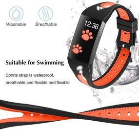 img 3 attached to 🏋️ Joyozy Водонепроницаемые спортивные ремни для умных часов Fitbit Charge 3 & Fitbit Charge 3 SE/Fitbit Charge 4 - силиконовые мягкие дышащие запястья для замены для женщин и мужчин, черно-оранжевые.