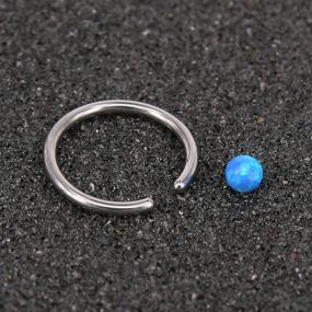 img 1 attached to 💍 ZS 3-Piece Opal Captive Bead Nose Rings Set in 316L Stainless Steel - Nose Hoop Ring for Helix, Cartilage, and Ear Hoop