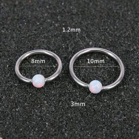 img 2 attached to 💍 ZS 3-Piece Opal Captive Bead Nose Rings Set in 316L Stainless Steel - Nose Hoop Ring for Helix, Cartilage, and Ear Hoop