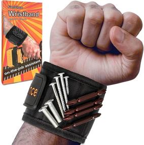 img 4 attached to Magnetic Wristband Tool Holder: Strong Magnet for Screws, Nails, Drill Bits - Perfect Gift for Men, Dad, Father's Day (Black)