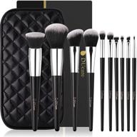 ducare 10-piece makeup brushes set - professional synthetic kabuki brushes with cases for women - premium foundation blending, face powder, blush, concealer, eyeshadow brushes with bag - perfect gift logo