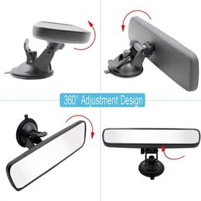 img 1 attached to Panoramic Rear View Mirror White Wide Rear View Mirror With 2Pcs Blind Spot Mirror