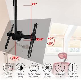 img 3 attached to 📺 Height-Adjustable Promounts TV Ceiling Mount: 360° Rotation, Swivel & Tilt | Perfect for Curved & Flat Screens 24-55" | Max VESA 400x400 | Black (UC-PRO210)