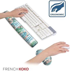 img 3 attached to French Koko Keyboard And Mouse Wrist Rest Support Arm Wrist Pad Cactus Print Comfort Gel Memory Foam Desk Home Office School Computer Laptop Non Slip Cute And Comfortable Ergonomic Women (Cute Cactus)