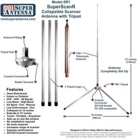 img 1 attached to 📡 Super Antenna SR1 UHF VHF Broadband Scanner SDR Antenna: Portable & Collapsible Tripod Design